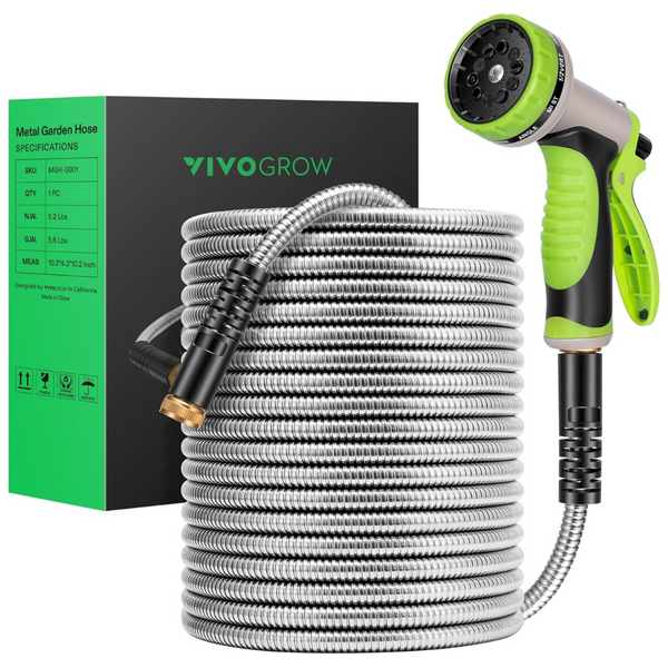 VivoGrow Metal Garden Hose 50ft