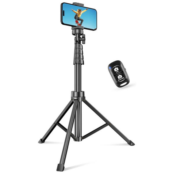 62" Phone Tripod & Selfie Stick With Wireless Remote And Phone Holder