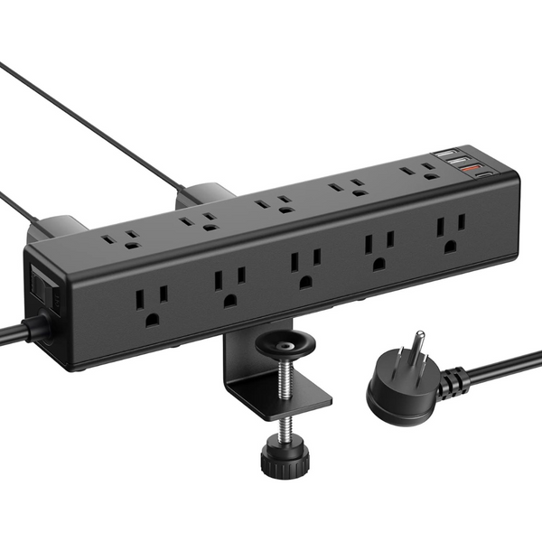 6ft 20w Standing Desk Clamp Power Strip With 15-Outlets