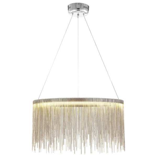 Siljoy Round Aluminum Tassel Chrome Chandelier (Size: Dia24" x H14")