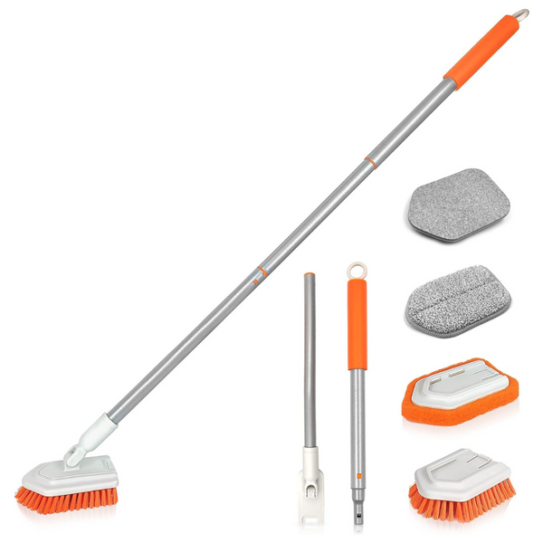 4-In-1 Tile Tub Shower Scrubber With Long Handle