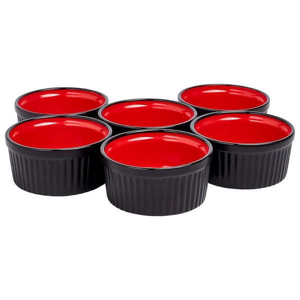 Bruntmor Black & Red Ceramic Ramekins