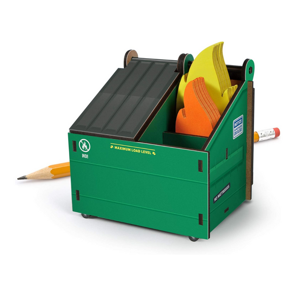 Genuine Fred Desk Dumpster Pencil Holder With Note Cards