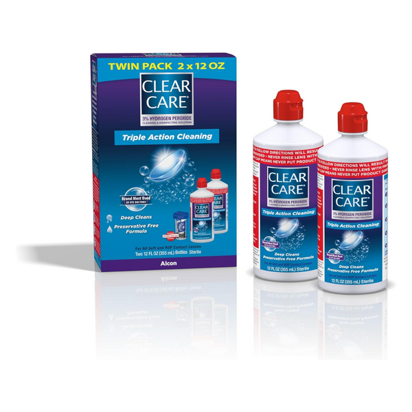 2-Pack Clear Care Triple Action 12oz Cleaning & Disinfecting Contact Lens Solution