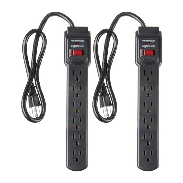 2-Pack Amazon Basics 6-Outlet Surge Protector Power Strip