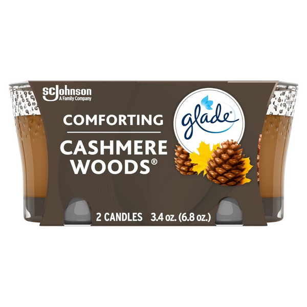 2-Count Glade Cashmere Woods Air Freshener Candle Jar, 3.4 Oz