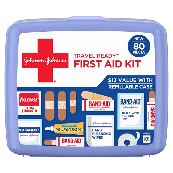 80-Piece Band-Aid Travel Ready Portable Emergency First Aid Kit