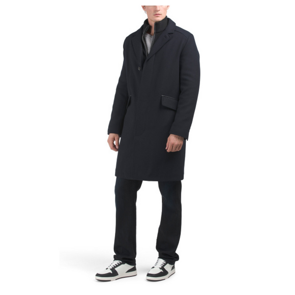 COLE HAAN SIGNATURE Wool Blend Twill Classic Topper Coat