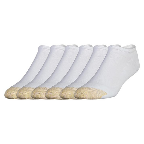 6 Pairs Of GOLDTOE Men’s Cotton No Show Athletic Socks, White