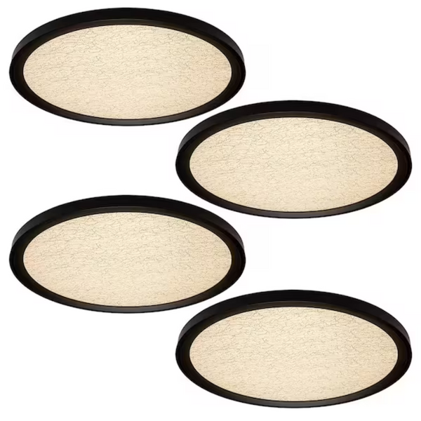 4-Pack Commercial Electric 32" Faux Crackle Lens LED Flush Mount