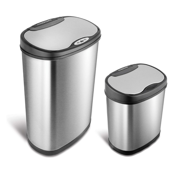 Ninestars Automatic Touchless Infrared Sensor Trash Can Combo Set