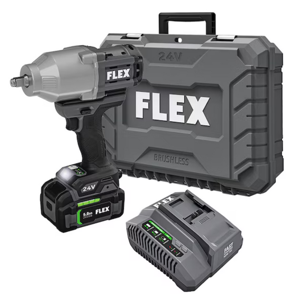 Flex 24-V Variable Brushless 1/2-in Drive Cordless Impact Wrench (Battery Included)