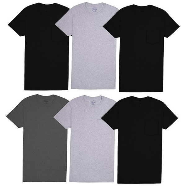 6-Pack Fruit Of The Loom Men's Eversoft Cotton Short Sleeve Pocket T-Shirts