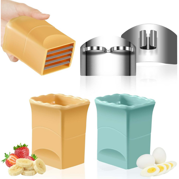 4-Piece Cup Slicer Fruit Slicer And Stainless Steel Finger Guard For Cutting