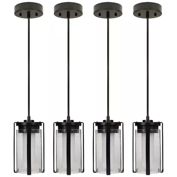 4-Pack ETi Matte Black Integrated LED Pendant Light