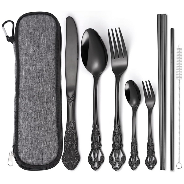 7-Pieces Portable Stainless Steel Reusable Cutlery Set