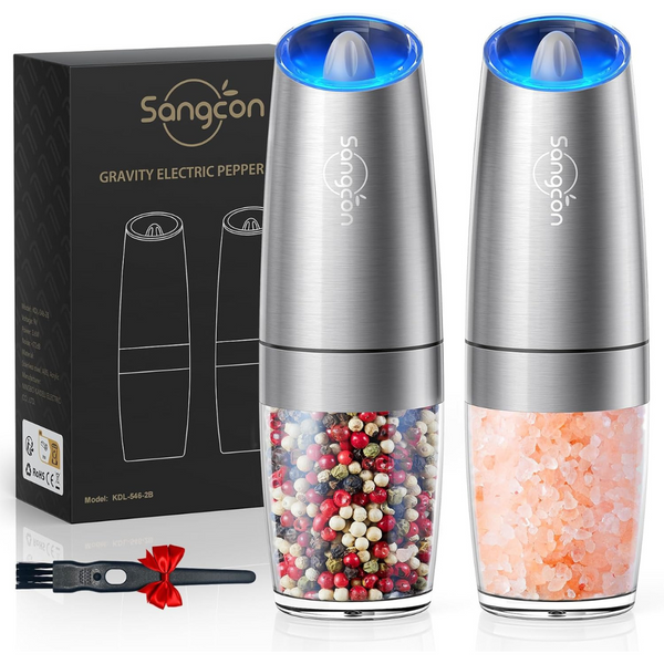 Sangcon Gravity Automatic Electric Pepper And Salt Grinder Mill Set