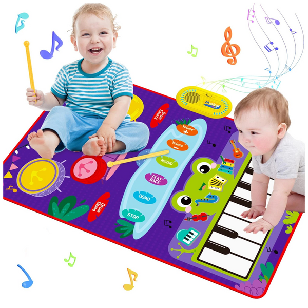 2-In-1 Musical Toys Toddler Piano & Drum Mat With 2 Sticks