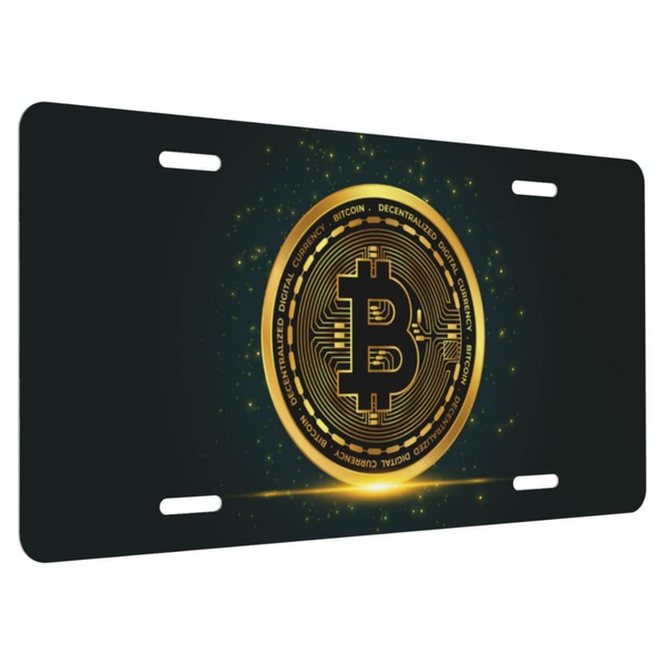 6" x 12" Bitcoin Golden Cryptocurrency Car License Plate Cover