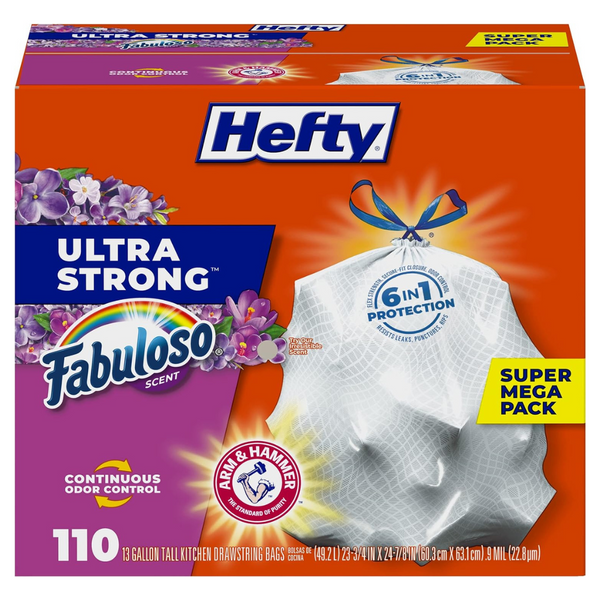 Hefty Ultra Strong 13 Gallon Trash Bags, Fabuloso Scent (110 Bags)