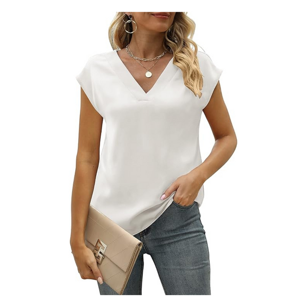 Women's Cap V Neck Satin Sleeve Silk Tops (Various)