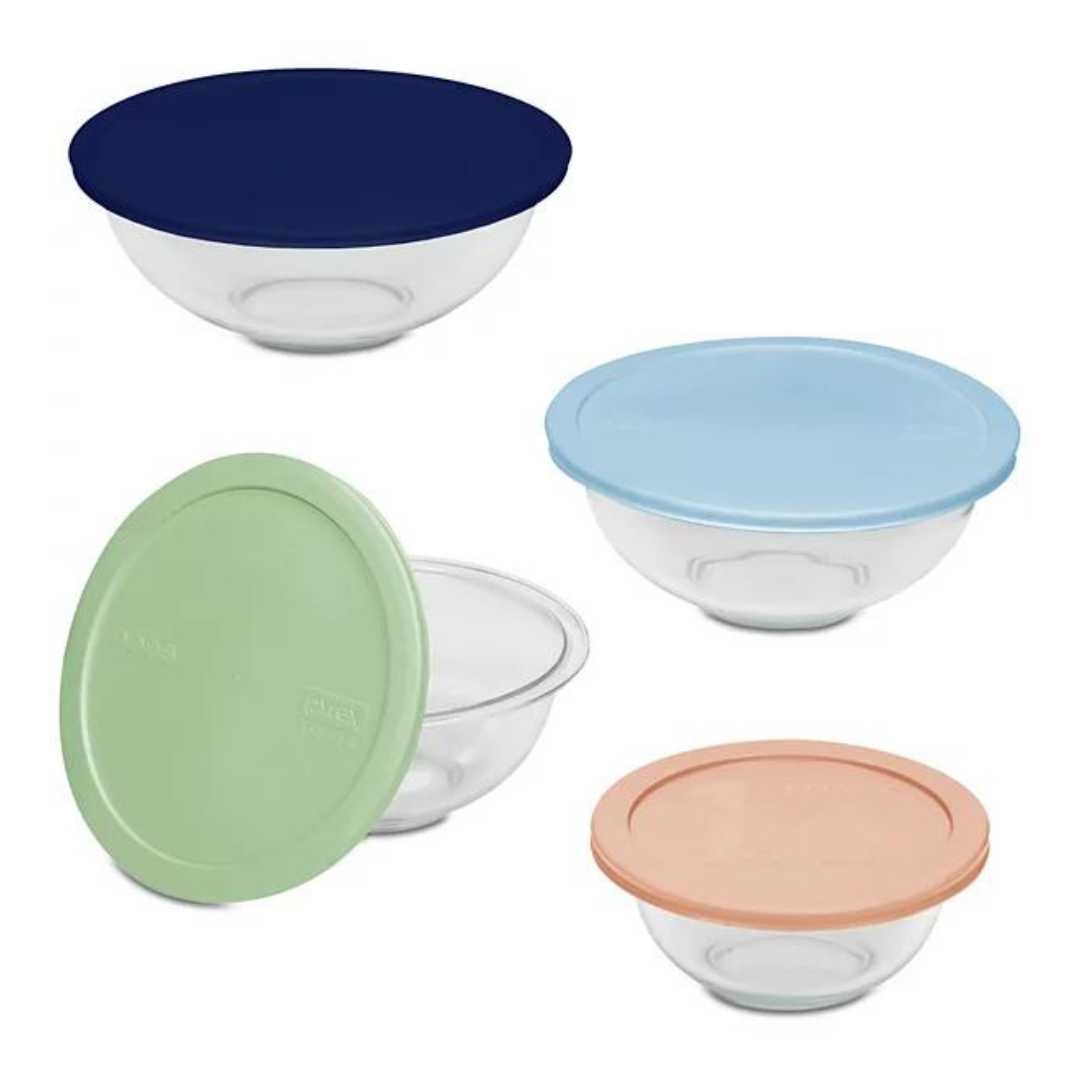 8-Piece Pyrex Mixing Bowl Set With Assorted Lids