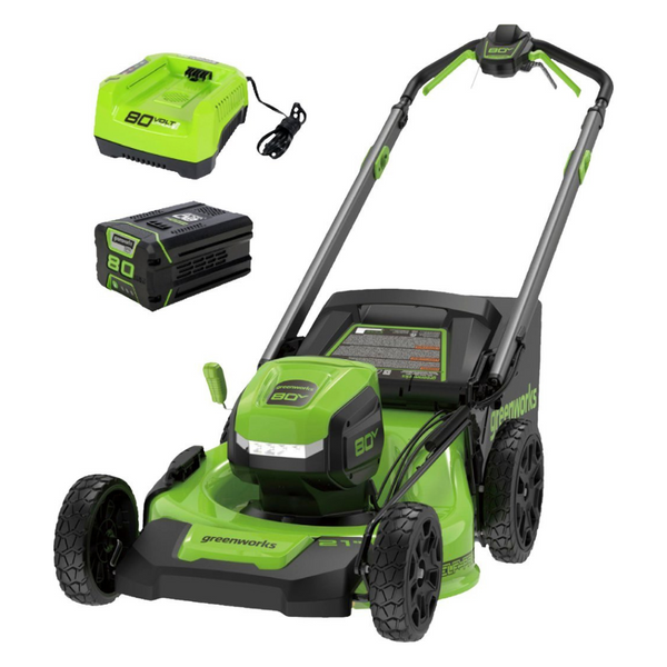 Greenworks 21" 80 Volt 4-In-1 Lawn Mower With Battery & Charger