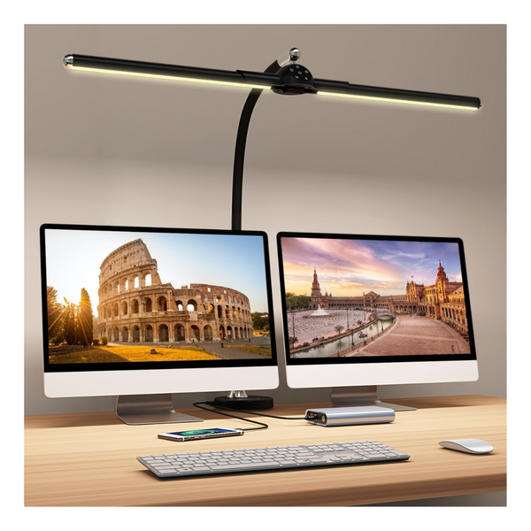 Megainvo 24W LED Desk Lamp W/ Clamp & USB Charger