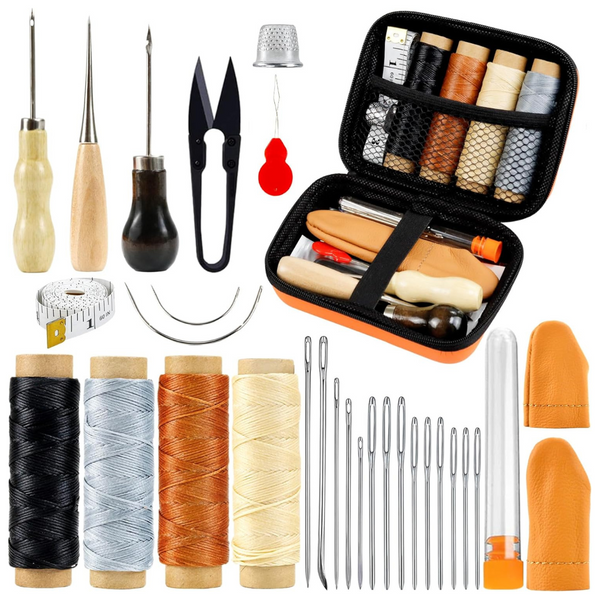 31-Piece Heavy Duty Leather Working Tools With Pro Waxed Thread Sewing Kit