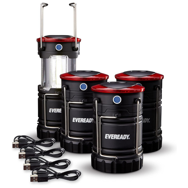 4-Pack Eveready Hybrid Power Rechargeable LED Camping Lanterns