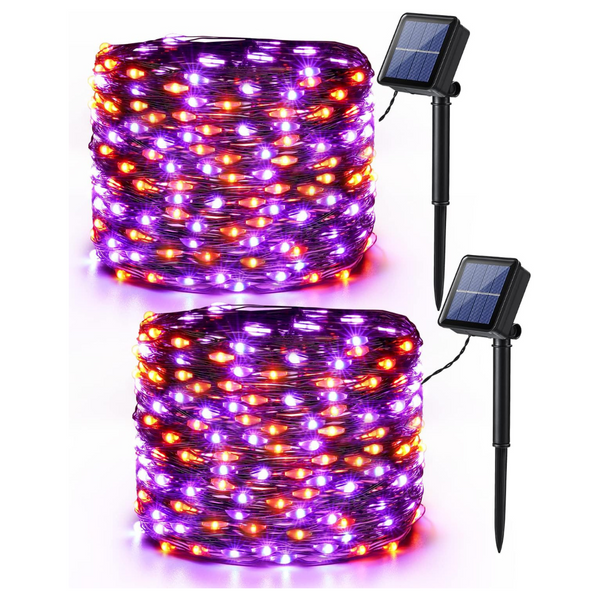 2-Pack 78ft 240-LED Solar Orange & Purple Halloween Lights