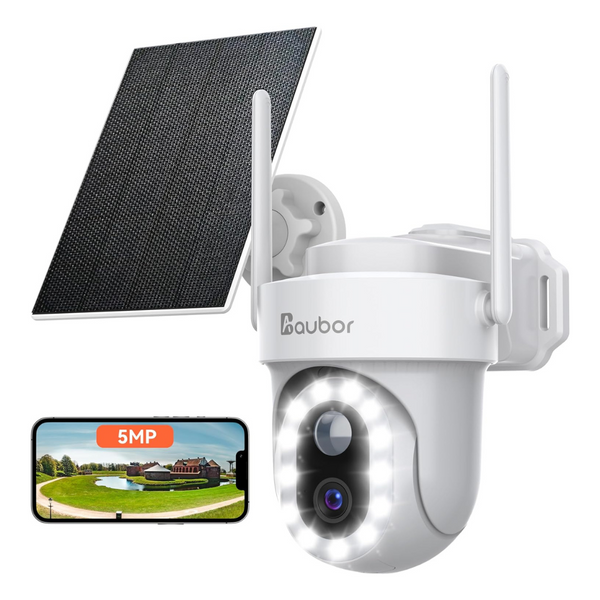 AUBOR Outdoor Wireless 5MP Solar Powered Security Camera (2 Colors)