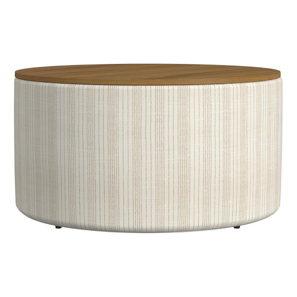 HomePop Modern Fabric Storage Ottoman With Wood Top