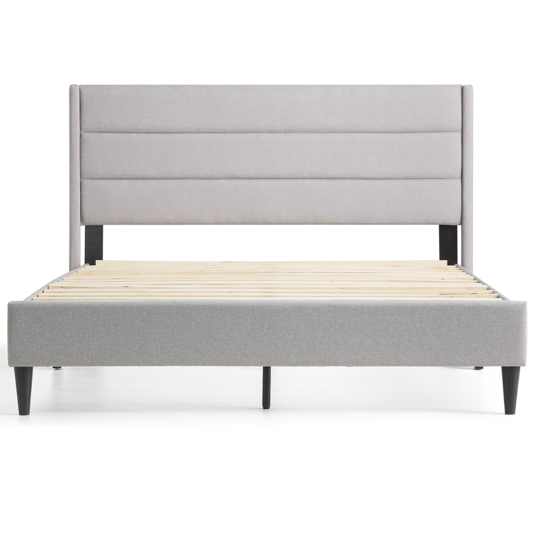 Rest Haven Renton Upholstered Channeled Platform Bed (King, Gray)