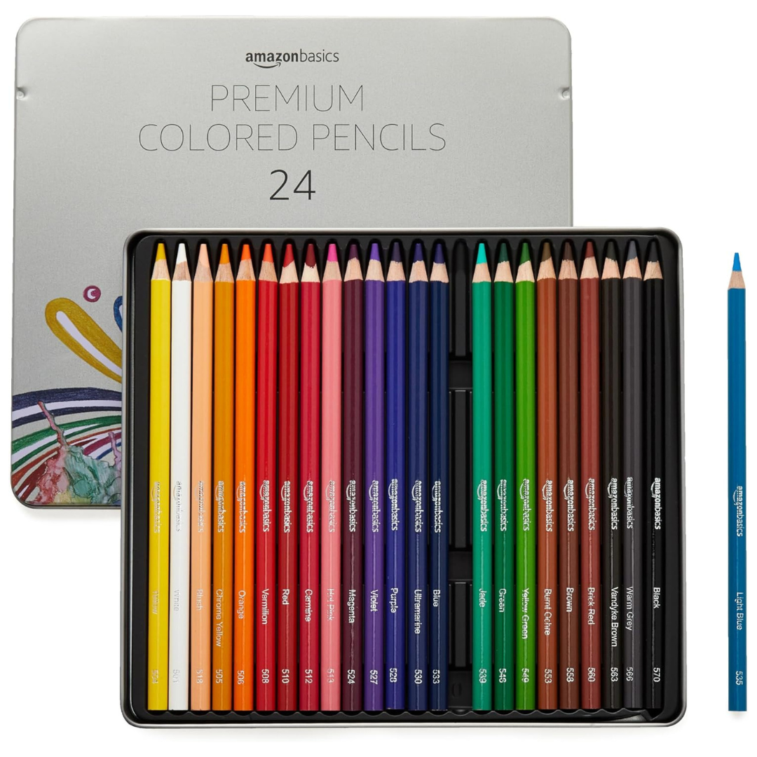 24-Count Amazon Basics Premium Colored Pencils