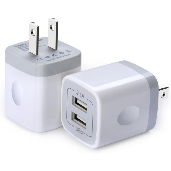 2-Pack FiveBox 2.1 Amp Dual Port USB-A Fast Charger Adapter