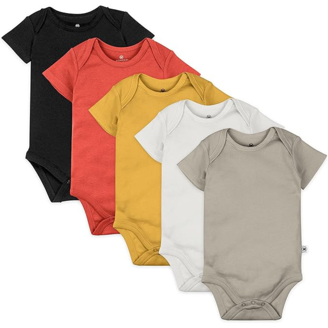 5-Pack HonestBaby Unisex Baby Organic Cotton Short Sleeve Bodysuits