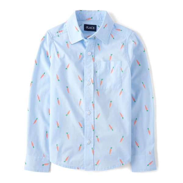 The Children's Place Boys' Long Sleeve Poplin Button Down Shirt