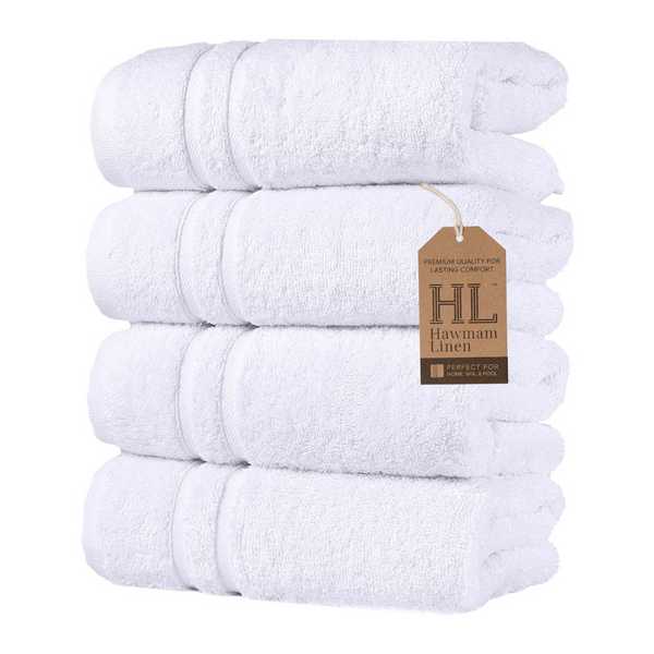 4-Pack 16 x 29 " Premium Turkish Hotel Collection White Towels