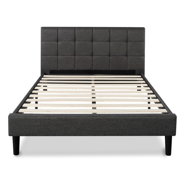 Zinus Upholstered Square Stitched Platform Bed With Wooden Slats (Queen)