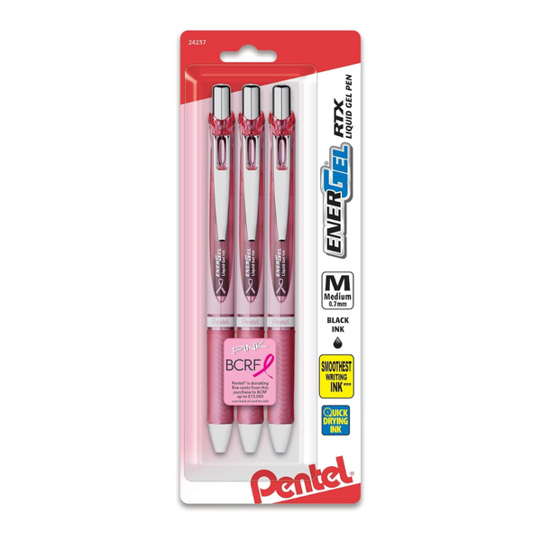 3-Pack Pentel Retractable Medium Point 0.7 mm Liquid Gel Pens