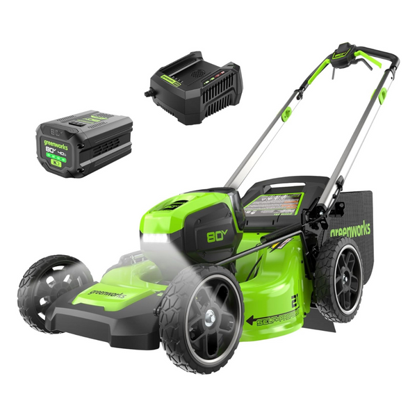 21" Greenworks 80V Brushless Cordless Lawn Mower W/ 4Ah Battery & Charger