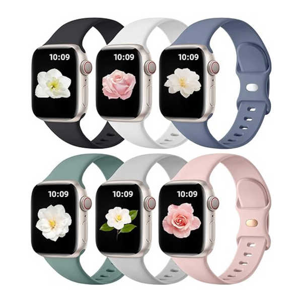 6-Pack Unisex Breathable Silicone Sport Strap Design Apple Watch Band