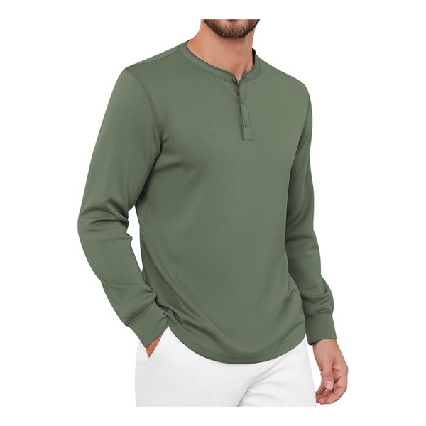 Men's Casual Henley Long Sleeve Stretchy Sweatshirts