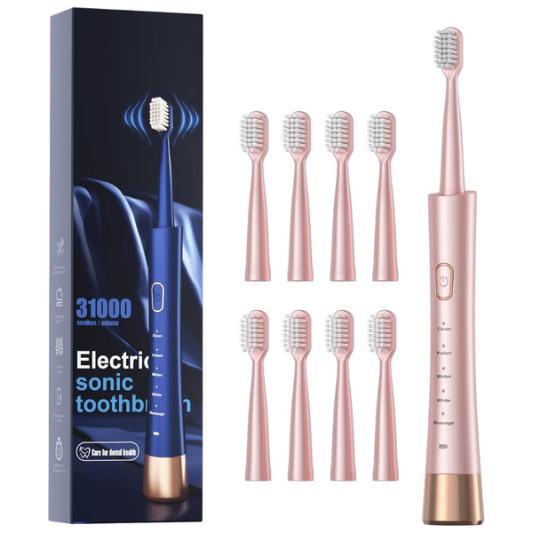 USB Rechargeable Sonic Toothbrush With 8 Brush Heads