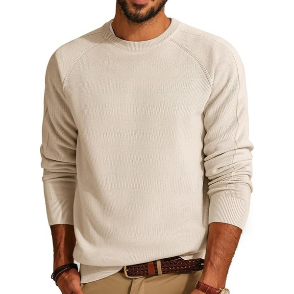 Men's Crewneck Textured Knitted Long Sleeve Pullover Sweater