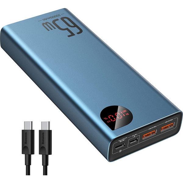 Baseus 65W 20000mAh 3-Port USB-C & USB-A Portable Power Bank