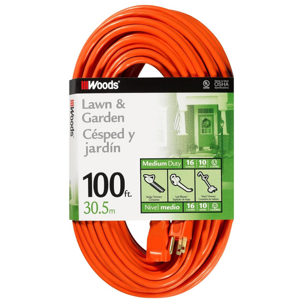 Woods Outdoor 100 Ft Extension Cord