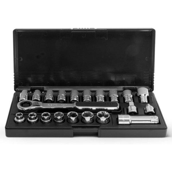 21-Piece SATA 3/8" Drive 6 Point Metric/SAE Pass-Thru Socket Set