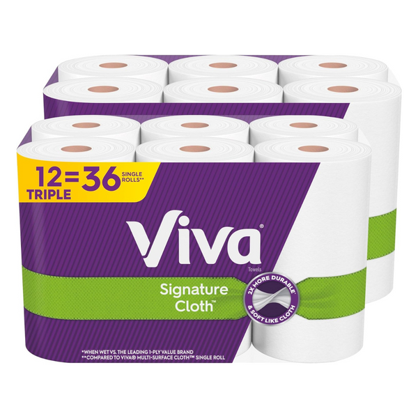 12-Count Viva Signature Cloth Choose-A-Sheet Paper Towels Triple Rolls